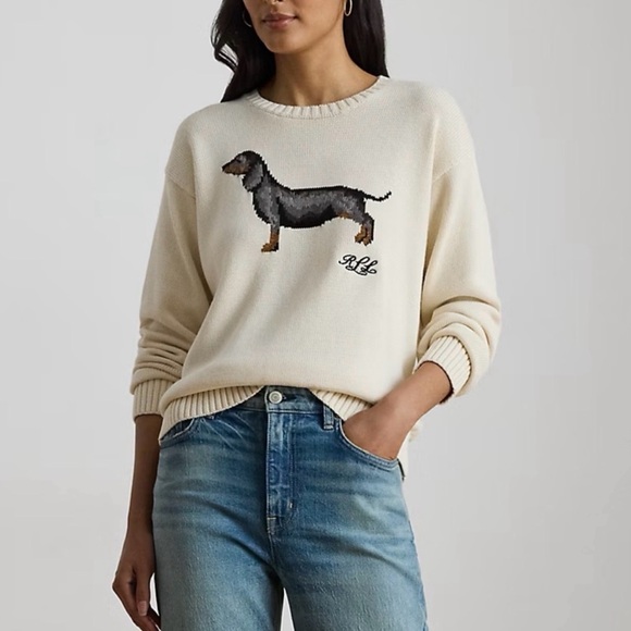 Ralph Lauren Sweaters - NWOT Ralph Lauren Cream Crewneck Sweater with Dachshund Intarsia